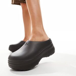 adidas Black Platform Slip-On Clogs